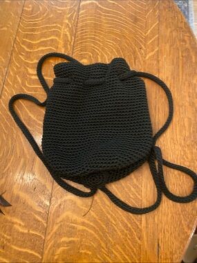 The Sak Black Knit Drawstring Crossbody Bag or Backpack